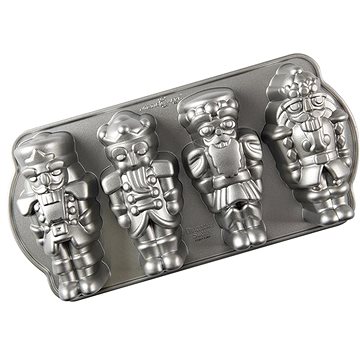 

NORDIC WARE Kovový plát s formou na čtyři postavičky LOUSKÁČEK, stříbrný