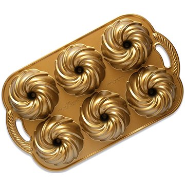 

NORDIC WARE Forma na šest malých bábovek VODNÍ VÍR zlatá