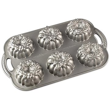 

NORDIC WARE Forma na šest malých vánočních bábovek stříbrná