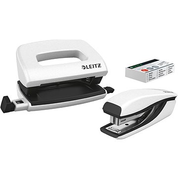 

LEITZ WOW sešívačka + děrovačka, metalická bílá