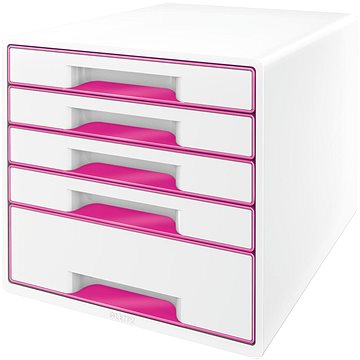 

LEITZ WOW CUBE, 5 zásuvek, bílo-růžová