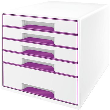 

LEITZ WOW CUBE, 5 zásuvek, bílo-purpurová