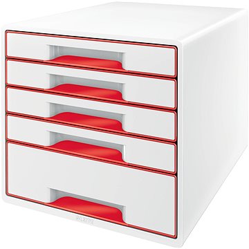 

LEITZ WOW CUBE, 5 zásuvek, bílo-červená