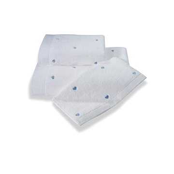 

Soft Cotton Osuška Micro love 75 × 150 cm, bílá - modré srdíčka