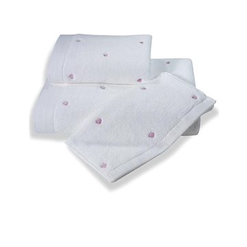 

Soft Cotton Malý ručník Micro love 30 × 50 cm, bílá - lila srdíčka