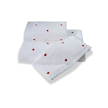 

Soft Cotton Malý ručník Micro love 30 × 50 cm, bílá - červená srdíčka