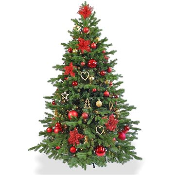 

LAALU Vánoční stromek zdobený - VÁNOČNÍ HVĚZDY, 106 ks ozdob, 150 cm