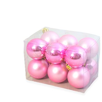 

LAALU Vánoční ozdoby - koule, růžové matné/lesklé, průměr 4 cm, 12 ks