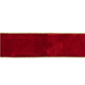 

LAALU Stuha - luxusní, sametová červená se zlatým lemem, 6,4 cm x 4,5 m