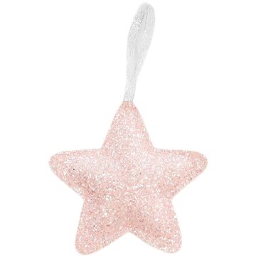 

LAALU Vánoční ozdoby - hvězda z koženky, růžová s glitry, 14,5 cm