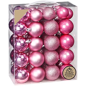

LAALU Vánoční ozdoby - koule, světle růžové, průměr 4 a 5 cm, 44 ks