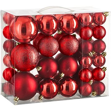 

LAALU Vánoční ozdoby - koule, červené, průměr 4/6/8 cm, 46 ks