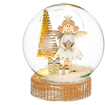 

LAALU Vánoční dekorace - sněhová koule andělíček s hvězdou, 11 cm
