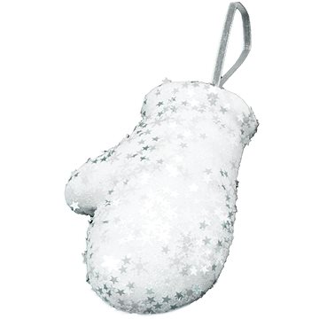 

LAALU Vánoční ozdoby - rukavička, bílá s glitery, 10 cm