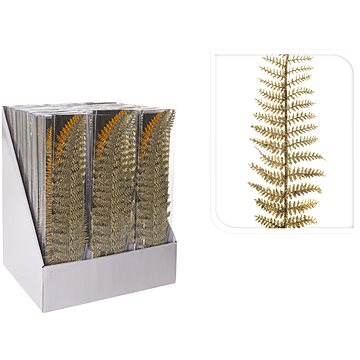 

LAALU Sada 3 ks dekorací: Větvička champagne s glitry kapradí 3,2 x 7,5 cm