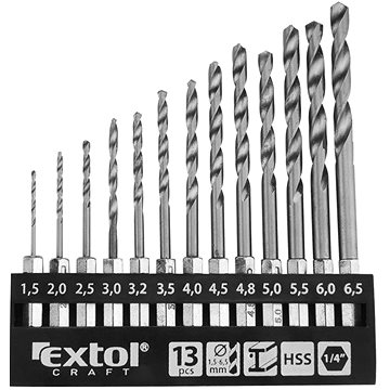 

EXTOL CRAFT vrtáky do kovu se šestihrannou stopkou, 1,5-6,5mm, HSS, 11140