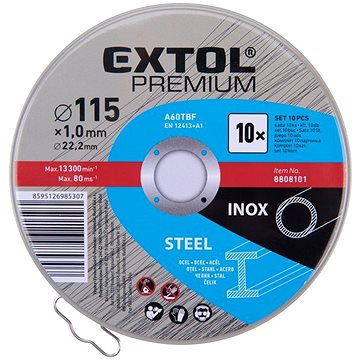 

EXTOL PREMIUM kotouč řezný na ocel/nerez, O 115x1,0x22,2mm, 8808101