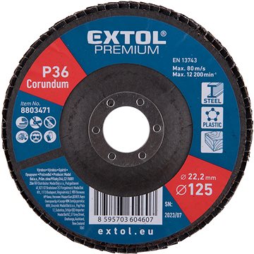 

EXTOL PREMIUM Kotouč lamelový šikmý korundový 125mm, P36, 8803471