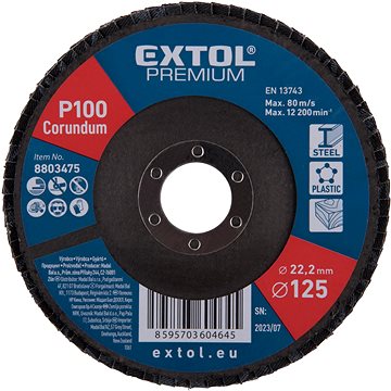 

EXTOL PREMIUM Kotouč lamelový šikmý korundový 125mm, P100, 8803475