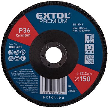 

EXTOL PREMIUM Kotouč lamelový šikmý korundový 150mm, P36, 8803481
