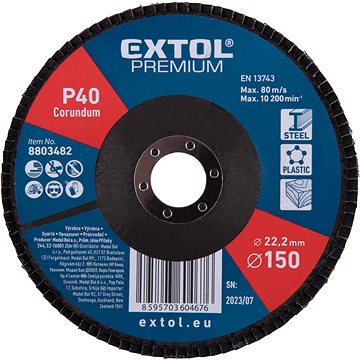 

EXTOL PREMIUM Kotouč lamelový šikmý korundový 150mm, P40, 8803482