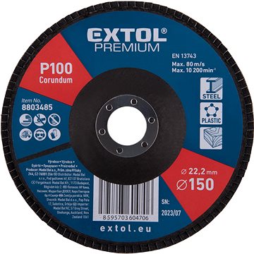 

EXTOL PREMIUM Kotouč lamelový šikmý korundový 150mm, P100, 8803485