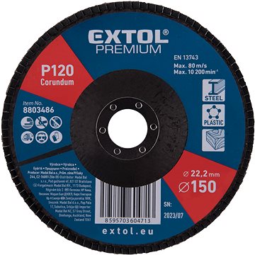 

EXTOL PREMIUM Kotouč lamelový šikmý korundový 150mm, P120, 8803486