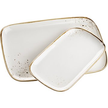 

Mäser Sada obdélníkových talířů 2 ks 25 × 14 a 30 × 20 cm, bílá s hnědými tečkami PINTAR