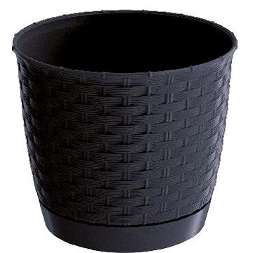 

PROSPERPLAST Květináč s miskou RATOLLA ROUND 16.5, výška 14.2 cm, objem 2 l, antracit