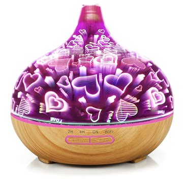 

BOT Smart aroma difuzér B11 - 400 ml světlé dřevo a LED srdce
