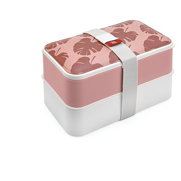 

IRIS Barcelona Obědový Bento Box s příborem – růžová monstera