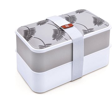 

IRIS Barcelona Obědový Bento Box s příborem – šedé listy