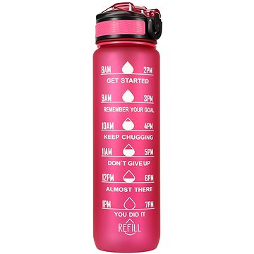 

KIK KX4398 Láhev na vodu s denním pitným režimem 1000 ml růžová