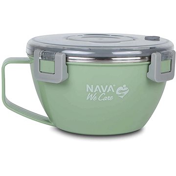 

Nava Greece kulatý nerezový obědový box "We Care", zelený 850 ml