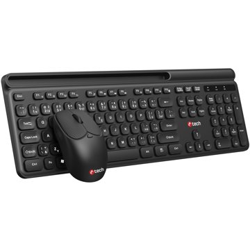 

C-TECH Quallis, bezdrátový set, černý, USB - CZ/SK