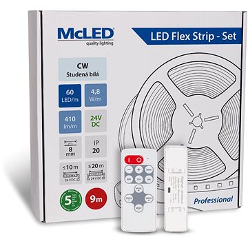 

McLED Set LED pásek 9 m s ovladačem, CW, 4,8 W/m