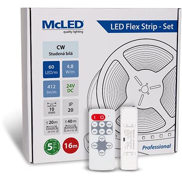 

McLED Set LED pásek 16 m s ovladačem, CW, 4,8 W/m