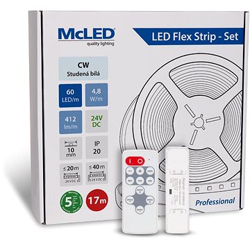 

McLED Set LED pásek 17 m s ovladačem, CW, 4,8 W/m