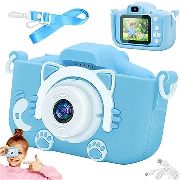 

Verk Multifunkční digitální fotoaparát pro děti 9 × 6 × 5 cm, modrý s kočičkou