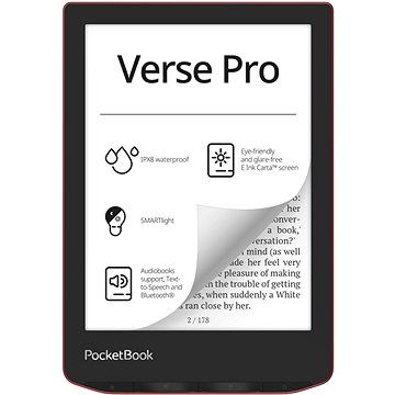 

PocketBook 634 Verse Pro Passion Red, červený