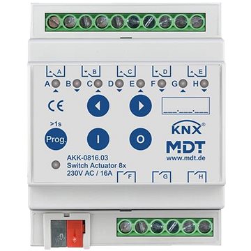 

MDT Technologies Spínací aktor 8násobný, 4M, 16A, 70µ, 10ECG, 230VAC, kompaktní