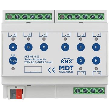 

MDT Technologies Spínací aktor AKS 8násobný, 6M, 16A, 230VAC, standard, 140µF