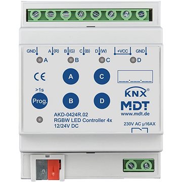 

MDT Technologies KNX LED stmívač 12/24V, 4 kanály, RGBW, 4M