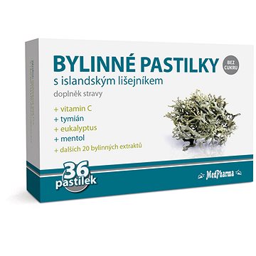 

MedPharma Bylinné pastilky bez cukru, s islandským lišejníkem 36 ks