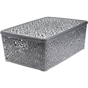 

Mega Plast, Košík MONAKO XL s víkem, 14,5 × 40,3 × 27 cm, šedá metalíza