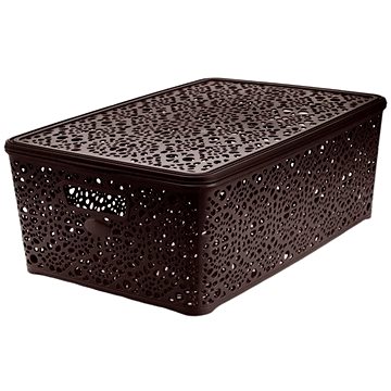 

Mega Plast, Košík MONAKO XL s víkem, 14,5 × 40,3 × 27 cm, wenge