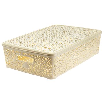 

Mega Plast, Košík MONAKO L s víkem, 10,2 × 40,3 × 27 cm, krémový
