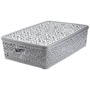 

Mega Plast, Košík MONAKO L s víkem, 10,2 × 40,3 × 27 cm, šedá metalíza