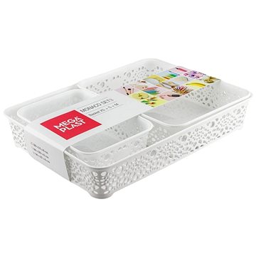

Mega Plast, Set košíky MONAKO XS + S + M, 6,5 × 36 × 27 cm, bílý