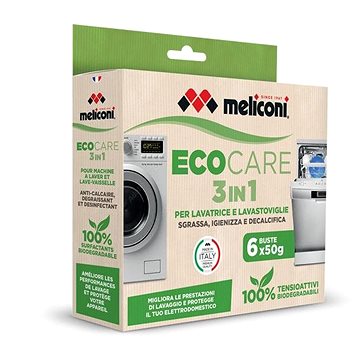 

MELICONI green line 3v1 čisticí prášek pro pračky a myčky - 6 sáčků x 50g